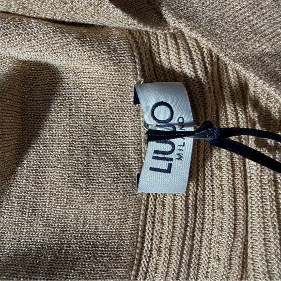 NWT Liu Jo Milano Sand Gold Ribbed Knit Cold Shoulder Top Size Small Italy €139 - Picture 4 of 4